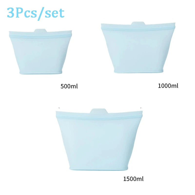 Greater Reusable Silicone Food Storage Bags, Stand Up Zip, Multi-Use Storage containers, Dishwasher, Microwave, and Oven Safe