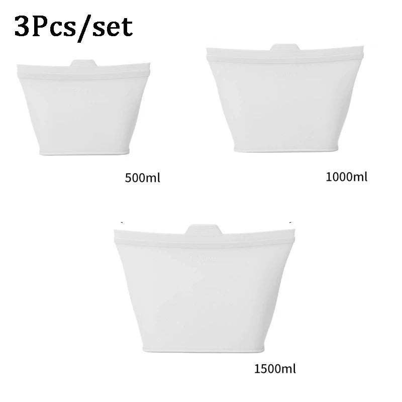 Greater Reusable Silicone Food Storage Bags, Stand Up Zip, Multi-Use Storage containers, Dishwasher, Microwave, and Oven Safe